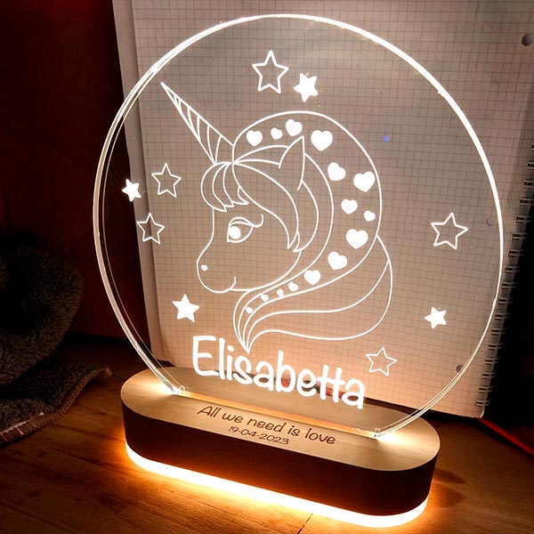 Plexismart Roma - Lampade bimbi plexiglass e legno con marcatura laser