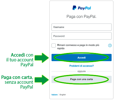 Paga con PayPal o Carta